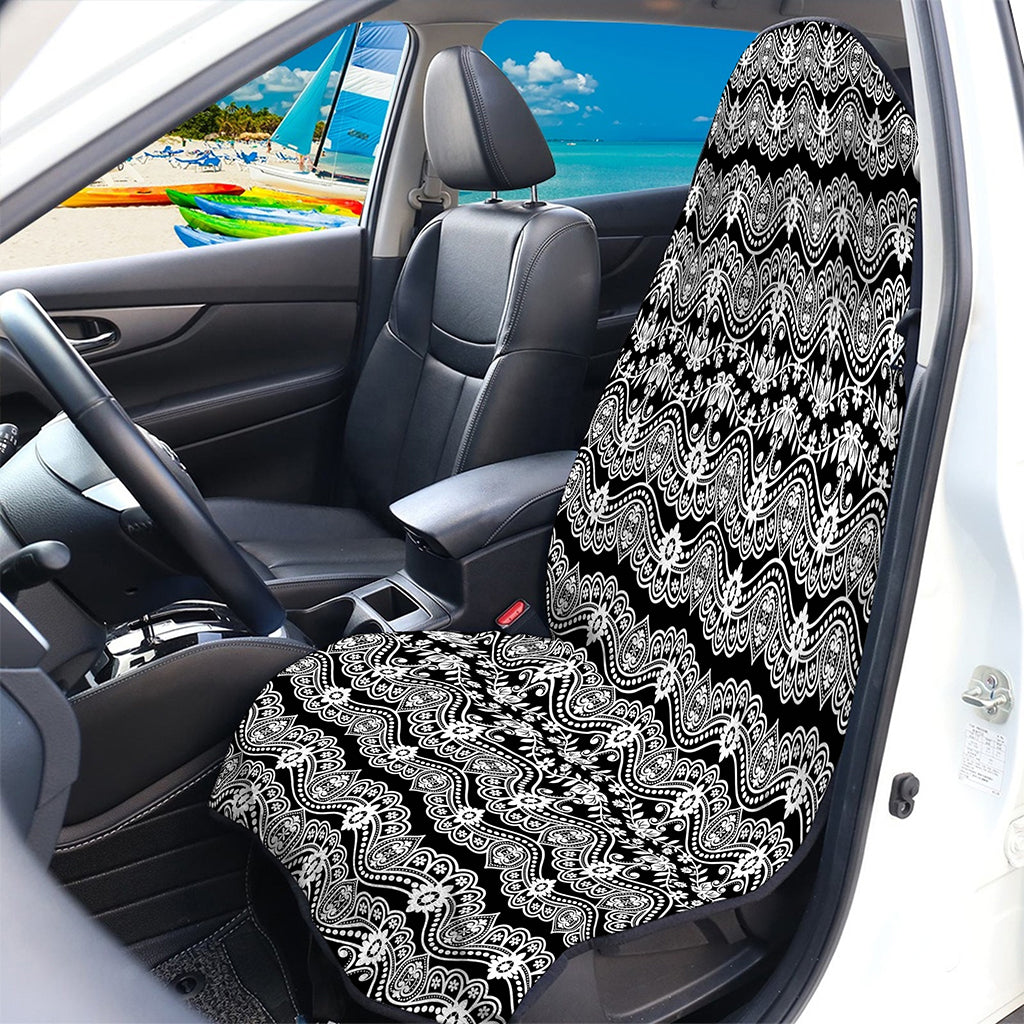 Black And White Ethnic Boho Print Waterproof Car Seat Cover