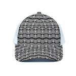 Black And White Ethnic Boho Print White Mesh Trucker Cap