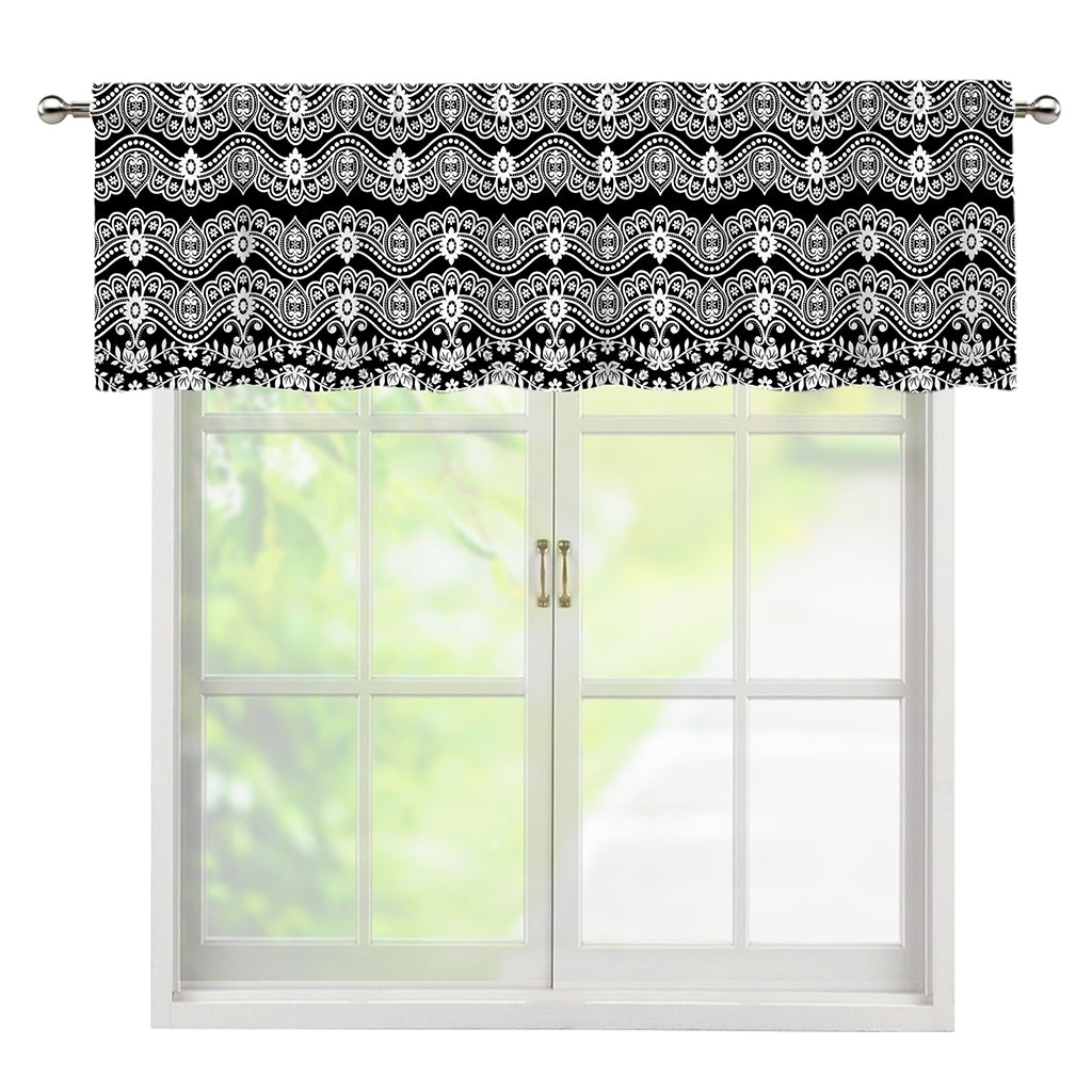 Black And White Ethnic Boho Print Window Valance