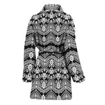 Black And White Ethnic Boho Print Women's Bathrobe