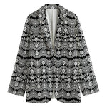 Black And White Ethnic Boho Print Women's Blazer
