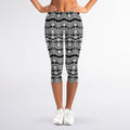 Black And White Ethnic Boho Print Women's Capri Leggings