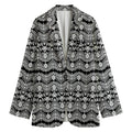 Black And White Ethnic Boho Print Women's Cotton Blazer