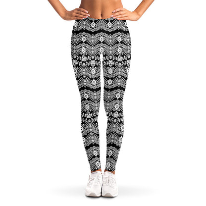 Black And White Ethnic Boho Print Women's Leggings