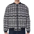 Black And White Ethnic Boho Print Zip Sleeve Bomber Jacket