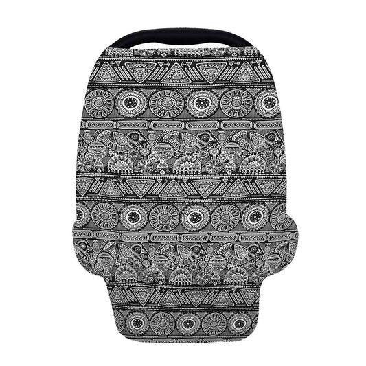 Black And White Ethnic Pattern Print Baby Seat Cover