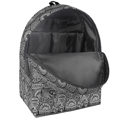 Black And White Ethnic Pattern Print Backpack