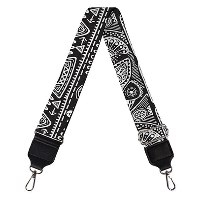 Black And White Ethnic Pattern Print Bag Strap