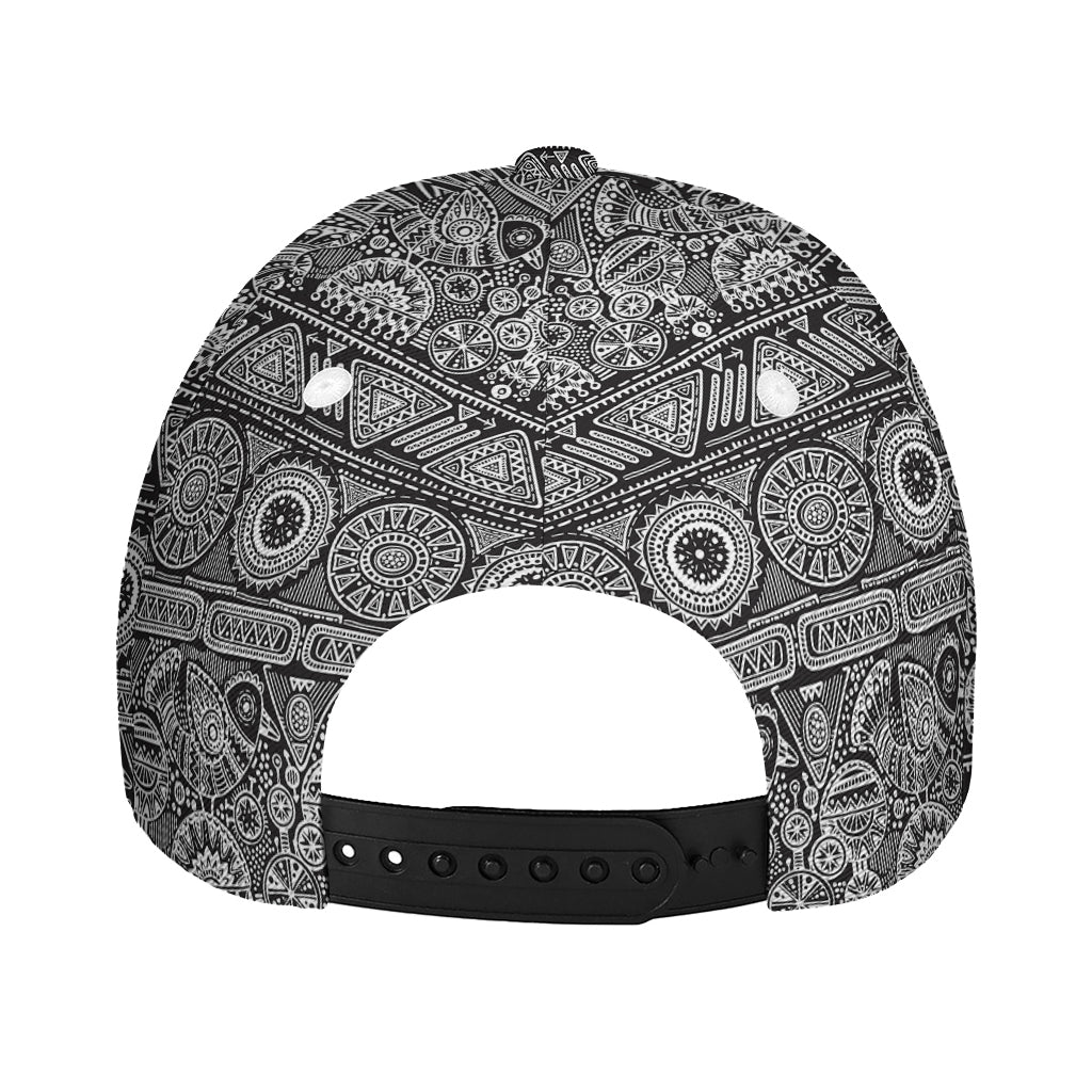 Black And White Ethnic Pattern Print Baseball Cap