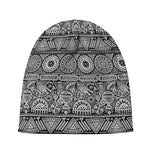 Black And White Ethnic Pattern Print Beanie