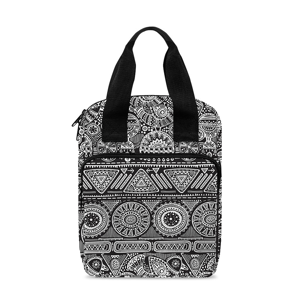 Black And White Ethnic Pattern Print Bible Tote Bag