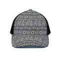 Black And White Ethnic Pattern Print Black Mesh Trucker Hat