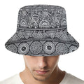 Black And White Ethnic Pattern Print Bucket Hat