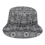 Black And White Ethnic Pattern Print Bucket Hat
