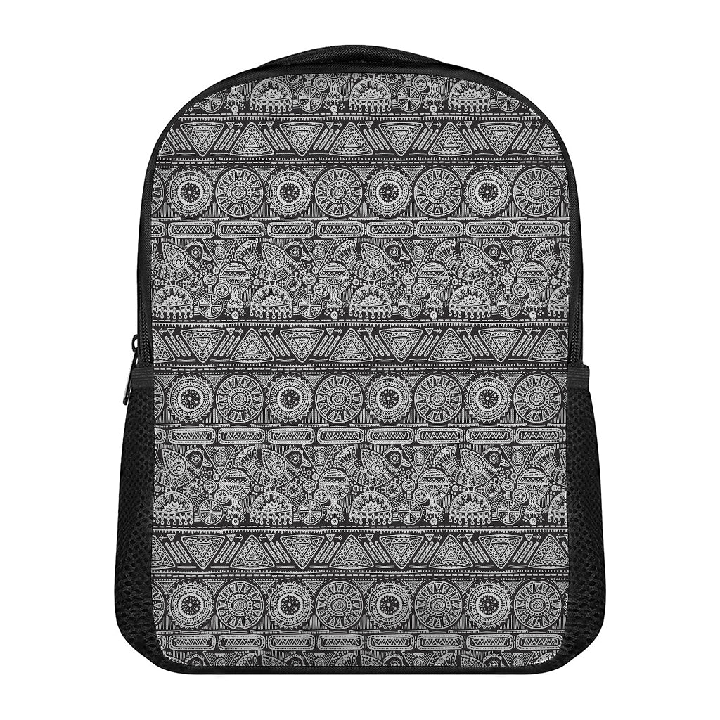 Black And White Ethnic Pattern Print Casual Backpack