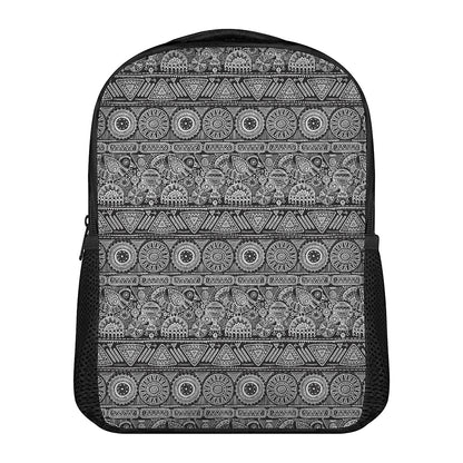 Black And White Ethnic Pattern Print Casual Backpack