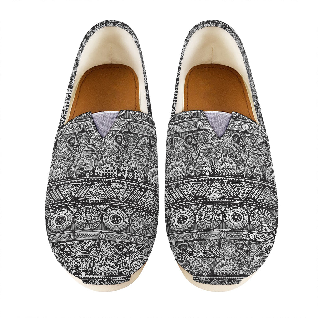 Black And White Ethnic Pattern Print Casual Shoes