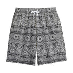 Black And White Ethnic Pattern Print Cotton Shorts