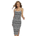 Black And White Ethnic Pattern Print Cross Back Cami Dress
