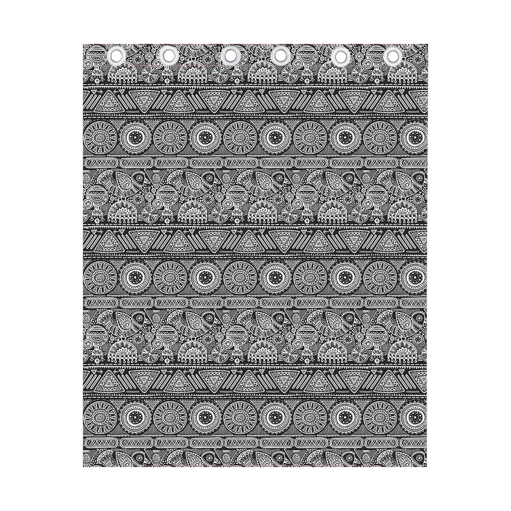 Black And White Ethnic Pattern Print Curtain