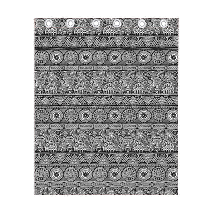 Black And White Ethnic Pattern Print Curtain