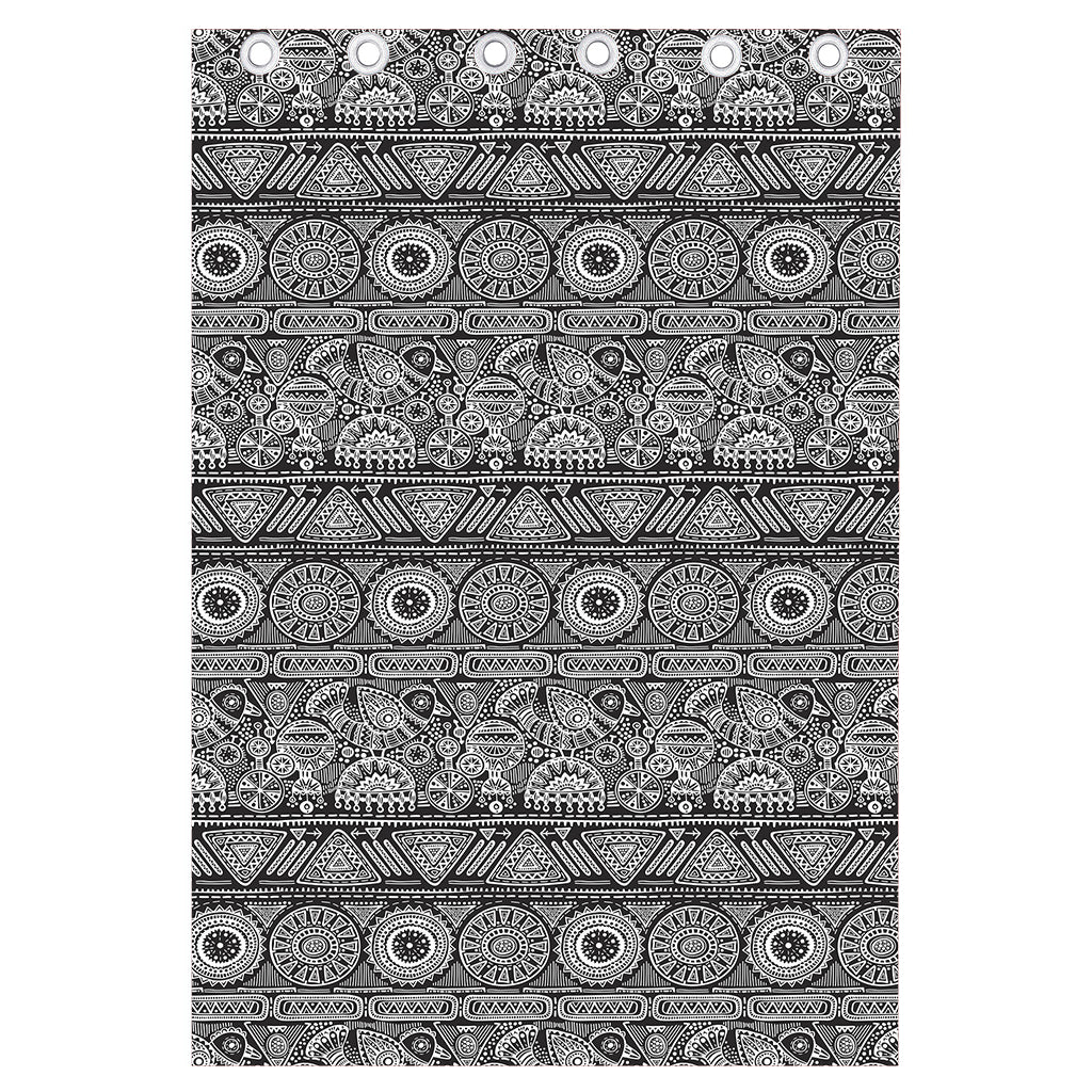 Black And White Ethnic Pattern Print Curtain