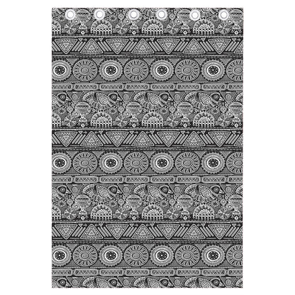 Black And White Ethnic Pattern Print Curtain