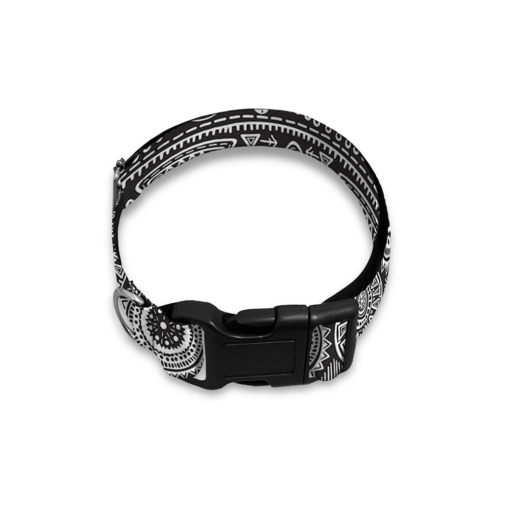 Black And White Ethnic Pattern Print Dog Collar