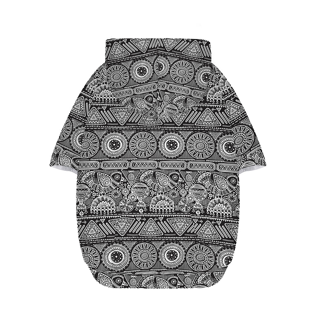 Black And White Ethnic Pattern Print Dog Zip Up Hoodie