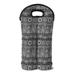 Black And White Ethnic Pattern Print Double Neoprene Wine Tote