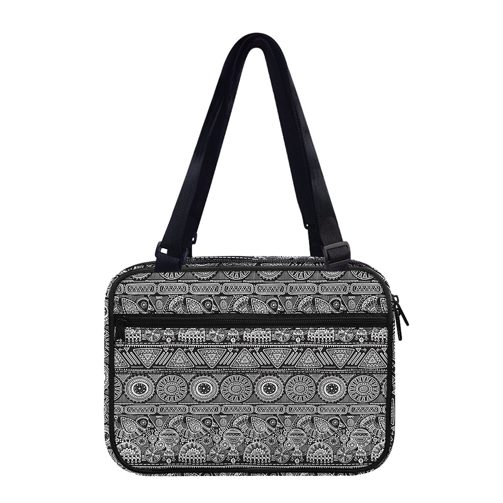 Black And White Ethnic Pattern Print Double Strap Bible Bag