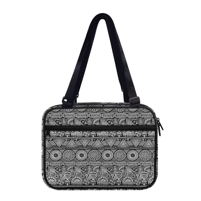 Black And White Ethnic Pattern Print Double Strap Bible Bag