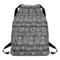 Black And White Ethnic Pattern Print Drawstring Backpack