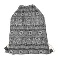 Black And White Ethnic Pattern Print Drawstring Bag