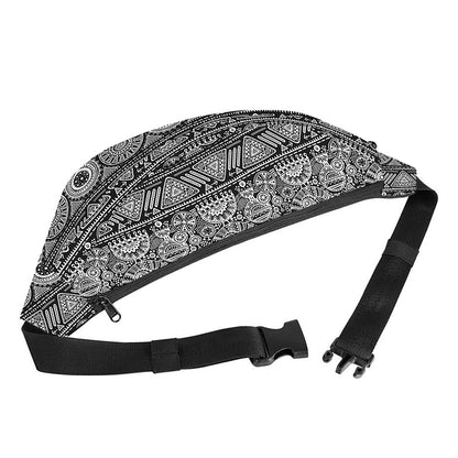 Black And White Ethnic Pattern Print Fanny Pack