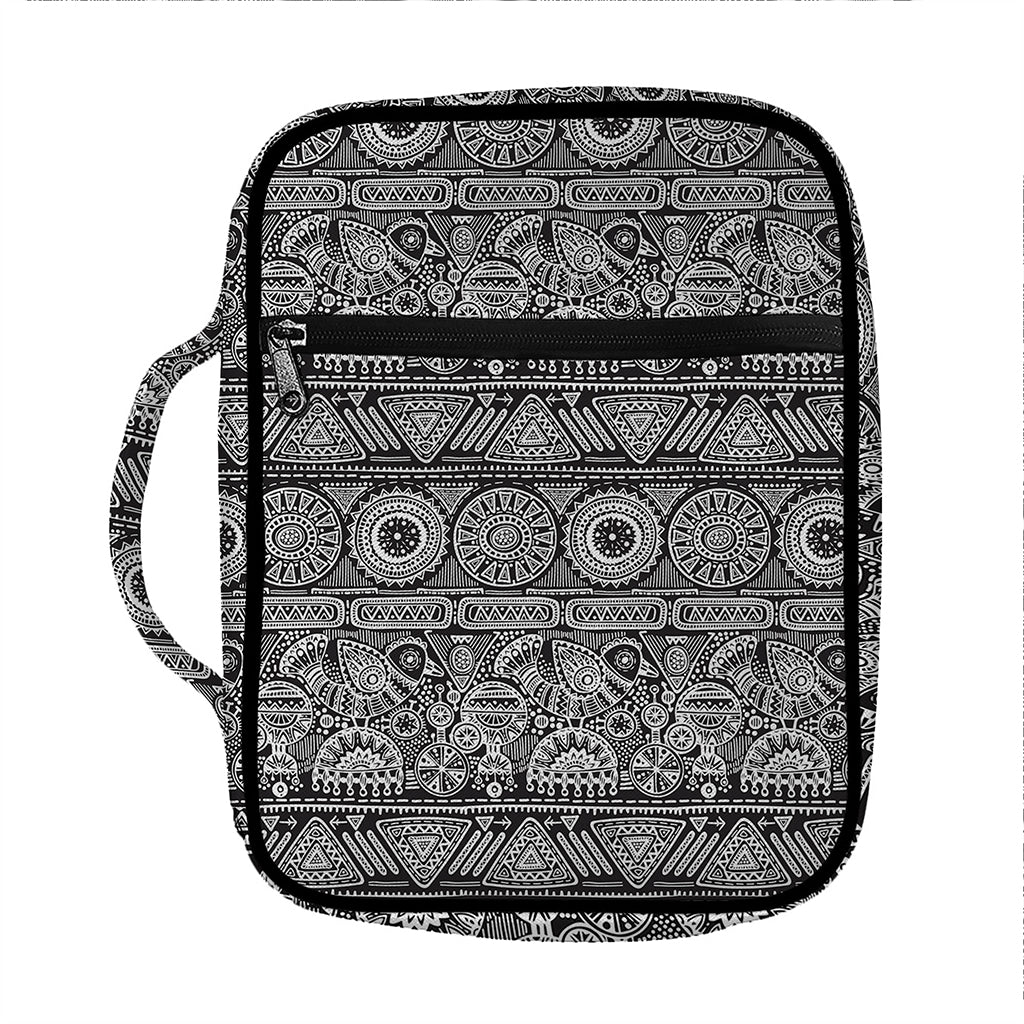 Black And White Ethnic Pattern Print Front Pocket Bible Bag