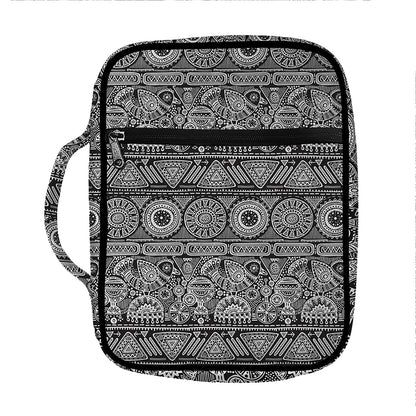 Black And White Ethnic Pattern Print Front Pocket Bible Bag