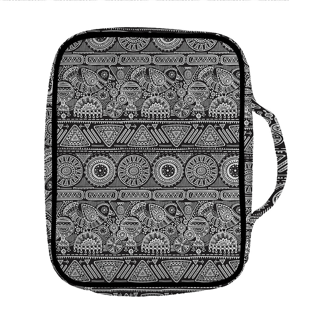 Black And White Ethnic Pattern Print Front Pocket Bible Bag
