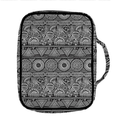 Black And White Ethnic Pattern Print Front Pocket Bible Bag