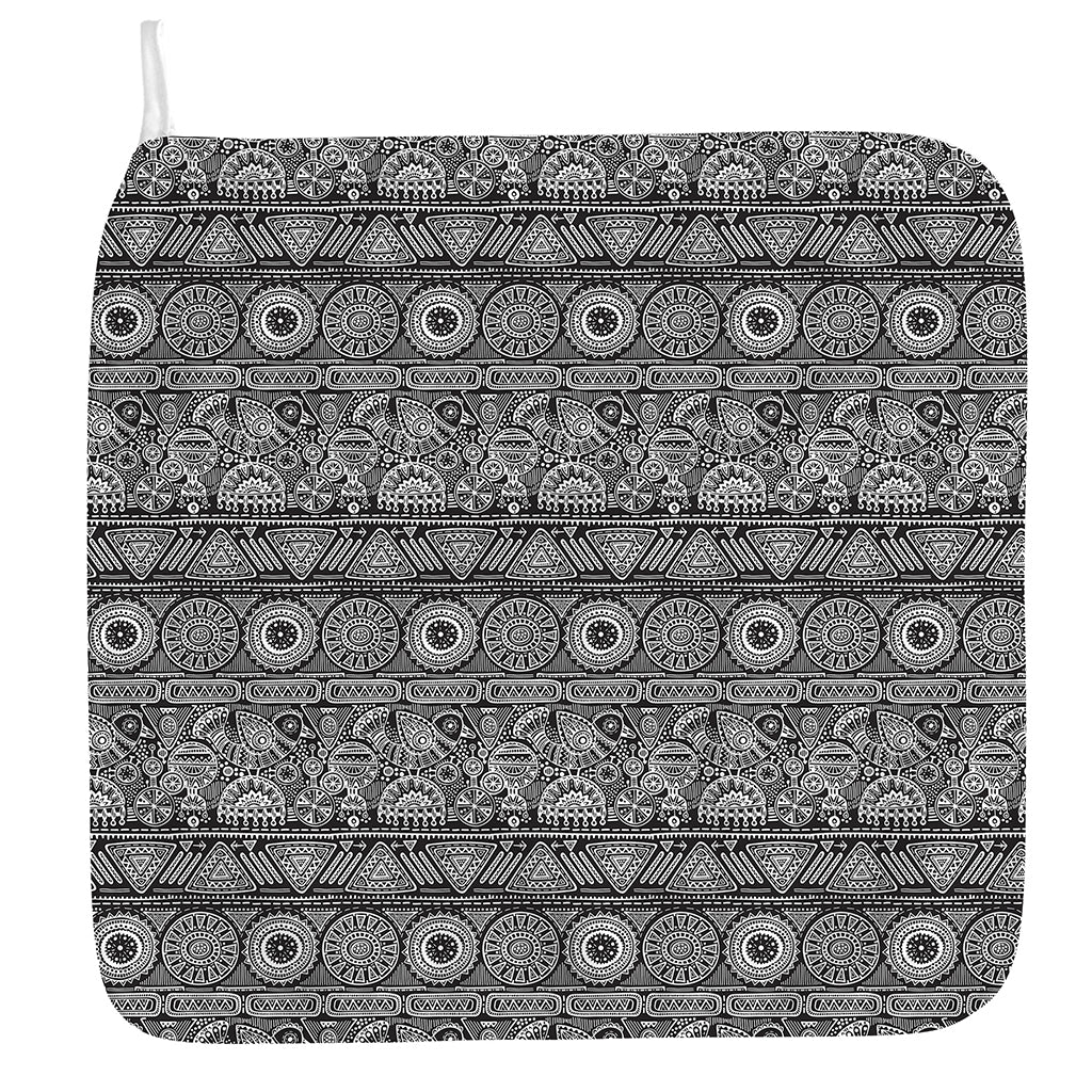 Black And White Ethnic Pattern Print Hand Towel