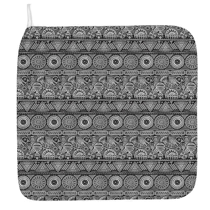 Black And White Ethnic Pattern Print Hand Towel