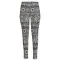 Black And White Ethnic Pattern Print High-Waisted Pocket Leggings