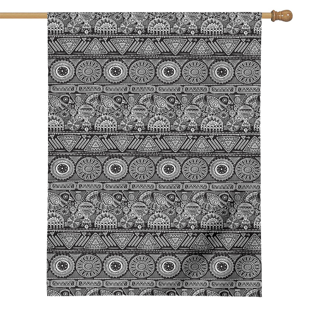 Black And White Ethnic Pattern Print House Flag