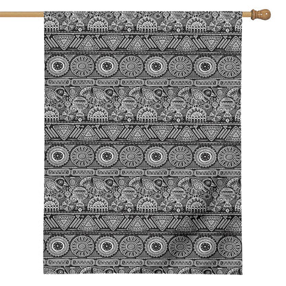 Black And White Ethnic Pattern Print House Flag