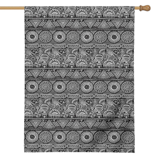 Black And White Ethnic Pattern Print House Flag