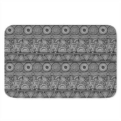 Black And White Ethnic Pattern Print Indoor Door Mat