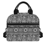 Black And White Ethnic Pattern Print Insulated Lunch Bag