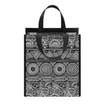 Black And White Ethnic Pattern Print Insulated Lunch Tote