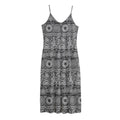 Black And White Ethnic Pattern Print Jersey Midi Cami Dress