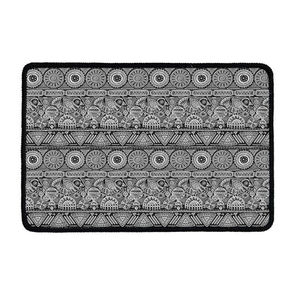 Black And White Ethnic Pattern Print Kitchen Mat